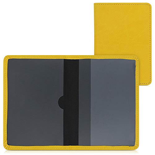 kwmobile Funda para permiso de circulación coche de cuero sintético - Con espacio para tarjetas 9.2 x 13 CM doblado - amarillo