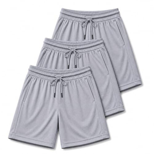 Image of RISH Kids Dri-Fit Sports Shorts for Boys & Girls | Breathable Polyester Activewear Shorts with Elasticated Waist, Drawstring & 2 Side Pockets | Solid Colours | Single and Multi Packs