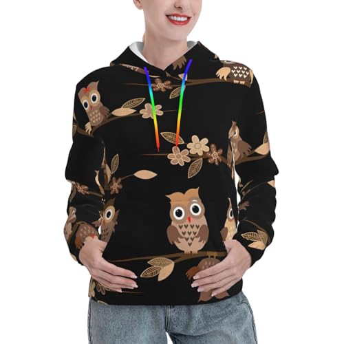 Sweat chouettes marron pull femme confortable et ajusté