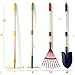 Play22 Kids Garden Tool Set Toy 4-Piece - Shovel, Rake, Hoe, Leaf Rake, Wooden Gardening Tools for Kids Best Outdoor Toys Gift for Boys and Girls