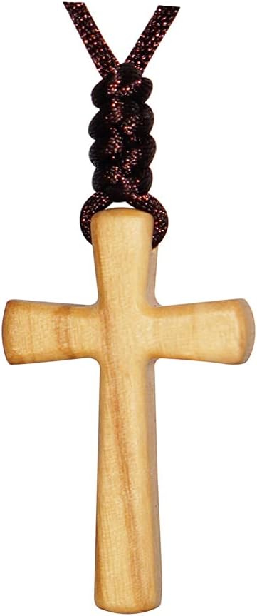 Xianli Wang Natural Olive Wood Cross Pendant Necklace for Men Women Wooden Solid Christian Baptism Christmas Easter Prayer Faith Confirmation Birthday Gift Car Rearview Mirror Hanging Wall Ornament
