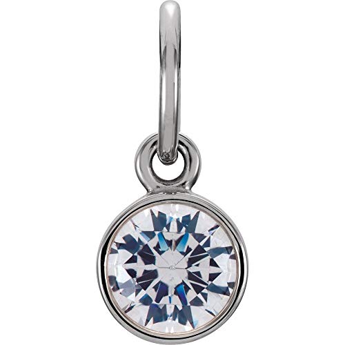 The Black Bow 14k White Gold 4mm Imitation Diamond Charm or Pendant Enhancer