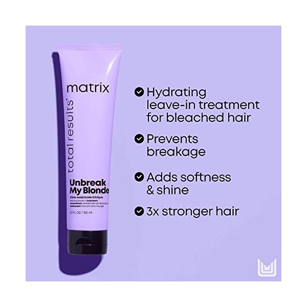 MATRIX Unbreak My Blonde Reviving Leave-In Treatment | Strengthens and Adds Softness and Shine | For Damaged, Lightened and Over Processed Hair | Packaging May Vary | 10.1 Fl. Oz. | Vegan