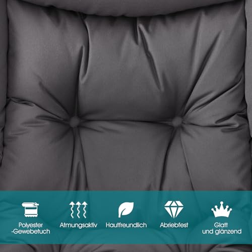 COSTWAY Sessel gepolstert, Relaxsessel mit Armlehnen & Seitentasche, Loungesessel, Fernsehsessel, Ohrensessel für Wohnzimmer, Schlafzimmer, Büro (Grau) – Bild 6