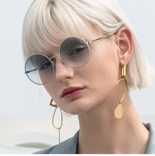 Fashion Round Women Sunglasses Retro Metal Frame Clear Ocean Lens Eyewear Men Gradient Punk Sun Glasses Shades UV4002