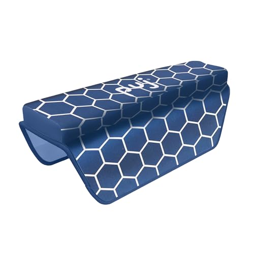 Image of Puj – Navy Honeycomb Arm Rest, with Suction Cups, Extra Comfortable Elbow Rest, Non-Slip, Firm-Grip Baby Bath Tub Cushion with Hanging Loop, Stylish Baby Bath Essentials, 17.5 x 5 x 2.25 inches
