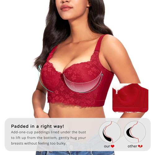 Image of FallSweet Push Up Bras for Women Corset Top Bustier Padded Underwire Bra Add One Cup