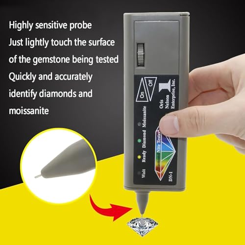 Professional High Accuracy LED Diamond Tester Diamond Tester Pen, Diamond Selector, High Accuracy Jewelry Diamond Tester for Professional Jeweler,137X50X30mm