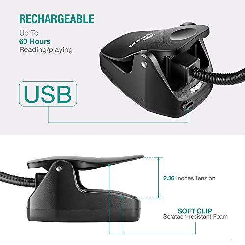 Vekkia 2 Pack Professional Super Bright Led Music Stand Light, Clip On Orchestra Piano Lights, 9 Levels Dimmable, Rechargeable. Perfect For Piano, Orchestra, Craft, Usb Cable Incl #TOP3