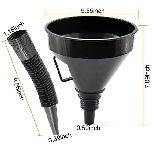 Multi-Ffunctional Plastic Funnel Oil Funnel And 4-Piece All Purpose Wide-Mouth Bright Orange Plastic Funnel Set For Cars And Motorcycles, Engine Oil, Liquid, Diesel, Kerosene And Gasoline (5Pcs) #TOP2