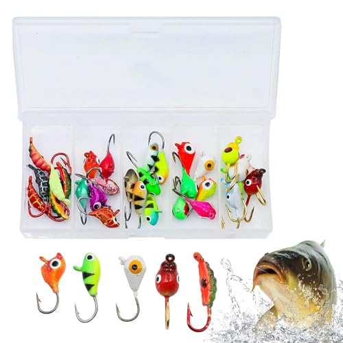 Señuelos de pesca sobre hielo, gaits de pesca en hielo,Kit de pesca sobre hielo 30X | Pack de señuelos de pesca artificiales, Falso equipo de pesca realista para, Trucha, Perca de agua dulce y salada