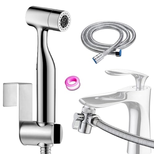 Kit Doccetta per Bidet Portatile -Ugello del filtro per la rimozione del cloro,ABS Spruzzatore per WC con doppia modalità, Doccia con Deviatore 2 Vie, Tubo Flessibile da 150 cm e supporto