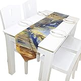  Bolsas Deportivas para niños Vista Veneciana Pintura al óleo Cubierta de Tela de Barco costero Camino de Mesa Mantel de Cocina Comedor Decoración para el hogar Interior 13x90 Pulgadas Bolsa de Verano