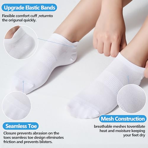 Image of Corlap Ankle Socks Women /Men 8-12Pairs Low Cut No Show Thin With Heel Tab | Ladies White Low Rise Short Summer Athletic Running Workout Sneaker Yoga Pilates Footies Lightweight Socks 7-9 9-11