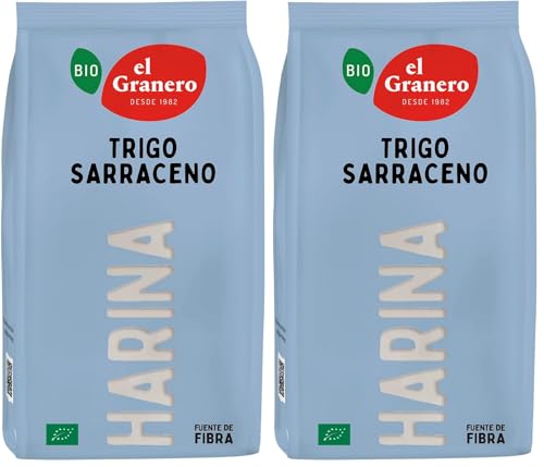 El Granero Integral - Harina de Trigo Sarraceno BIO - 1 KG - Rica en Fibra y Nutrientes - Mejora la Digestión - Harina de Bajo Índice Glucémico - Apta para Veganos (Paquete de 2)