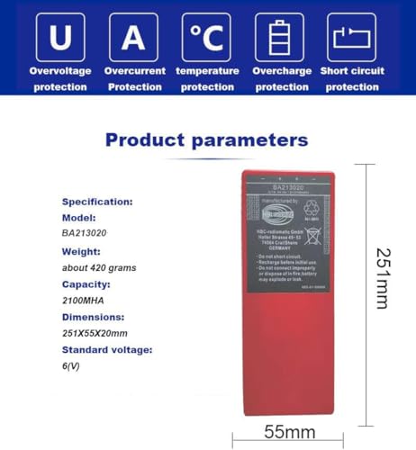 HYHGKHGKFKFKBFJ ?4Pcs?BA213020 6V 2100mAh Ni-Mh Rechargeable Remote Control Battery Compitable for HBC BA213020 BA214061 FUB10AA HBC Crane Remote Control Pump Truck Battery