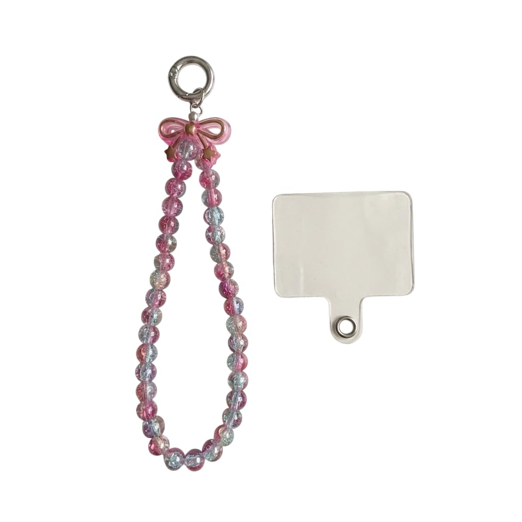 Pink Crystal Beaded Phone Charm for Women & Girls | Cute Bow Mobile Hanging Strap | Stylish Cell Phone Case Wrist Lanyard | Decorative Keychain Accessory-image-11