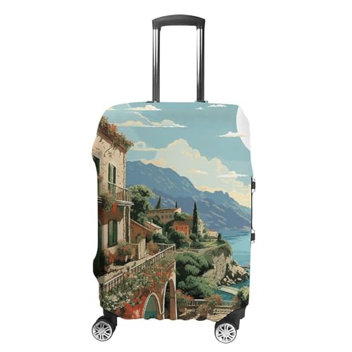Mediterranean Summer Printed Luggage Cover Protector, Fits 18-32 Inch Luggage