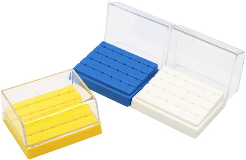 1pc 24 Holes Dental Holder Box Case Plastic Sterilization Box Autoclave Bit Bracket for Diamond High Speed Handpiece Bur Drill (Color : White)