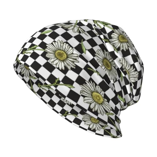 Daisy Beanie Chemo Hats for Women Men Daisies Flower Slouchy Cancer Headwear Stretchy Skull Cap Soft Knitted Hat Nightcap Floral Chemo Gifts