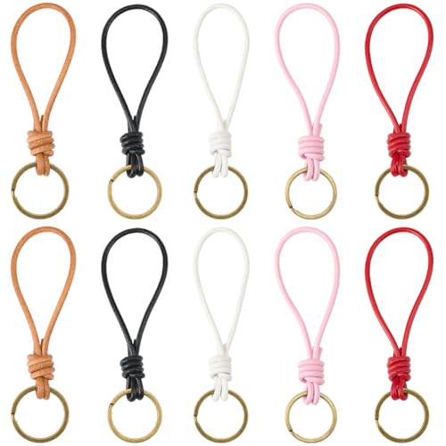 Porte-clés en cuir véritable tressé haut de gamme SUNNYCLUE pour accessoires auto et DIY