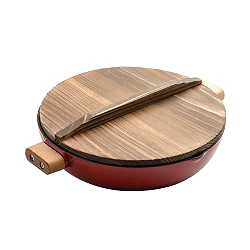 Olla de hierro fundido esmaltado (31cm) multifunción Cacerola/sartén/wok antiadherente de hierro fundido, olla de esmalte antiadherente, para placas de inducción/gas (Color : A) Cover