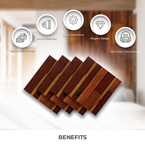 Acepunch 6 Finland Wooden 3D Wall Art Panel Acoustic Diffuser Home Decorative Sound Absorbing Dampening Tile Soundproofing Music Insulator Noise Reduction Studio Deluxe Nordic Style 12X12In Ap1238 #TOP2