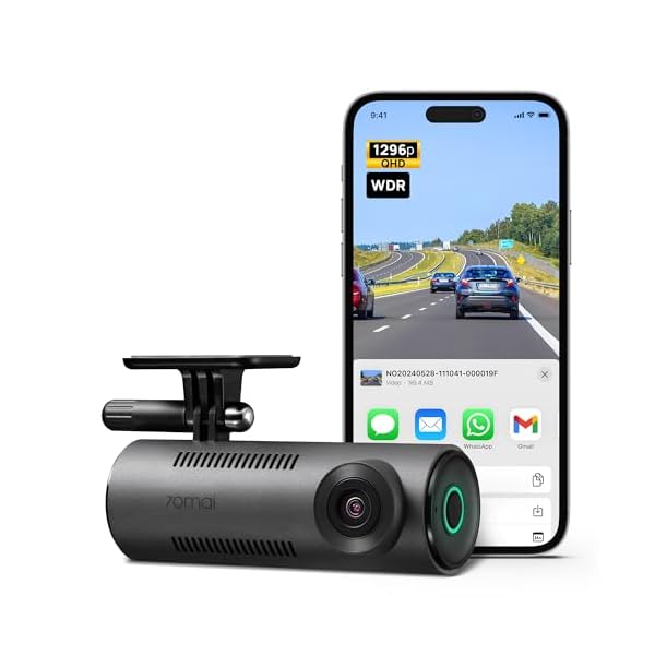 70mai Dash Cam M310, 1296P QHD, Built in WiFi Smart Dash Camera for Cars, 130° Wide-Angle FOV, WDR, Night Vision, iOS/Android Mobile App