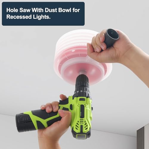 Image of 4-1 /4 Inch Hole Saw with Dust Bowl, 4.25 Hole Saw for Recessed Lights, Hole Cutter for Led Recessed Lighting, Wood and Drywall, Red