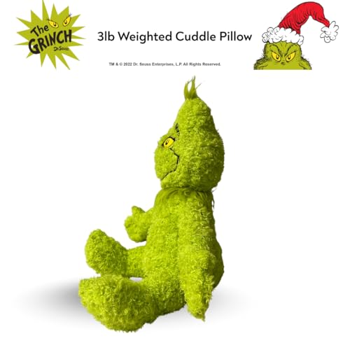 Image of Franco Calm Dr. Seuss Grinch Bedding Super Soft Plush Calming 3Lb Weighted Cuddle Pillow Buddy, Comfort Pillow (Officially Licensed Product)
