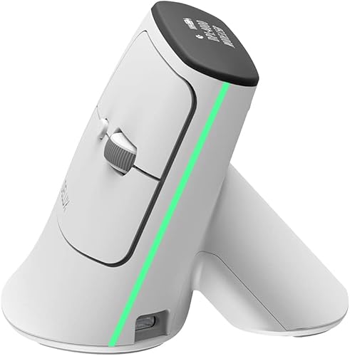 DeLUX Mouse ergonómico Bluetooth, mouse vertical inalámbrico con pantalla OLED, receptor USB y BT5.0, 4000 DPI, 6 botones, ratones de túnel carpiano