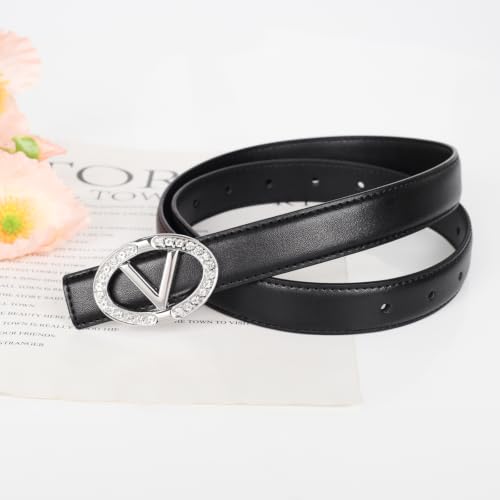 Image of Aurolran Women's Leather Belt with Buckle - Ideal for Dresses, Jeans, and Coats