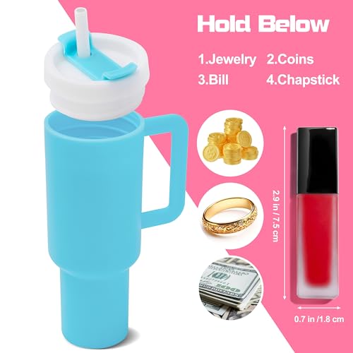 Image of 4pcs Mini Tumbler Keychain for Stanley Cup Chapstick Lip Balm, Pill Holder Key Chain Charms for Women Purse Handbag