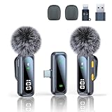 Kabelloses Mikrofon, Mikrofon für iPhone und USB-C-Stecker, Mini-Mikrofone, kabellose Mikrofone mit Rauschunterdrückung, Mini-Mikrofon, LED-Display und den Akku anzeigen, ideal für Vlog, TikTok