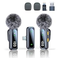 Kabelloses Mikrofon, Mikrofon für iPhone und USB-C-Stecker, Mini-Mikrofone, kabellose Mikrofone mit Rauschunterdrückung, Mini-Mikrofon, LED-Display und den Akku anzeigen, ideal für Vlog, TikTok