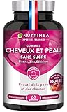 GUMMIES POUSSE CHEVEUX - Croissance des Cheveux et des Ongles - Qualité de la Peau - Avec Biotine, Zinc et Sélénium - 60 Gummies Vegan - Goût Fraise - Nutrimea - Fabriqué en France