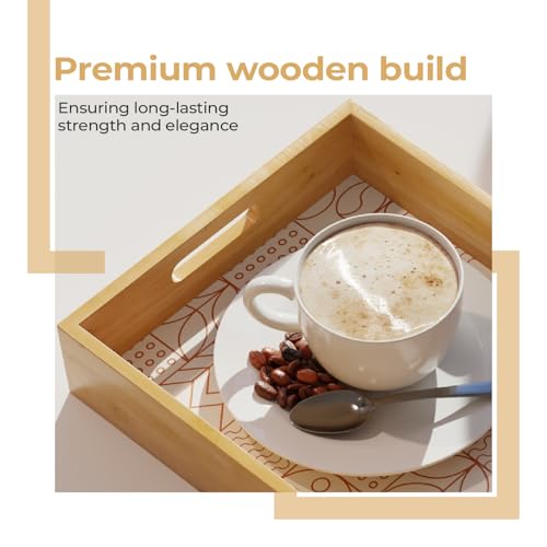 Image of Lifelong Set of 3 Premium Handcrafted Wooden Tray for Serving(16x10,14x8,12x6 inch) Tray Set for Decoration | Kitchen & Dining Tray |Premium MDF | Large, Medium, Small Multipurpose Tray|Enamel Coated