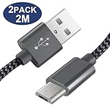 cable usb para celular largo [Carga Y Sincronización Rápidas] garantice una velocidad de carga máxima de hasta 2.4 A, carga más rápido que la mayoría de los cables estándar y funciona mejor para tabletas y dispositivos de carga rápida. El excelente rendimiento garantiza que sus dispositivos se sincronicen y carguen simultáneamente con una velocidad de transferencia de hasta 480 Mb / s.