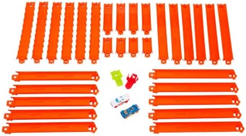 Hot Wheels Oyuncak Araba Parça Seti, Track Creator Deluxe Paketi ve 2 1:64 Ölçekli Döküm Araçlar, 25 Feet Farklı Uzunlukta Hızlı Geçmeli Parça ve Konnektörler (Amazon'a Özel) - Görsel 2
