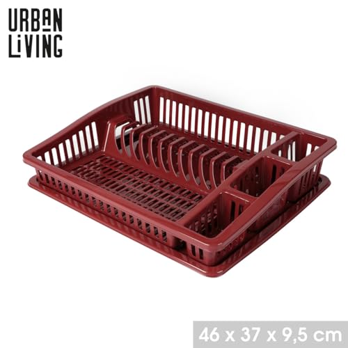 Urban Living Sonoma Geschirrkorb mit Tablett, Farbe Ruby Wine, 46 x 37 x 9,5 cm