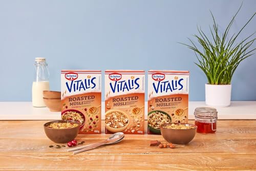 Dr. Oetker Vitalis Roasted Müsli Cranberry Kürbiskern: Geröstetes Müsli mit getrockneten Cranberries, 8er Packung (8 x 450g)