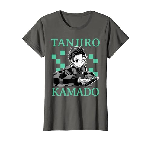 Image of Demon Slayer: Kimetsu no Yaiba Tanjiro Iconic Portrait T-Shirt, Women, Asphalt Grey, Large