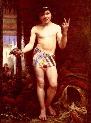 Peinture à l'huile Reclining Girl de Henri Joseph Thomas, reproduction sur toile 30x40 pouces
