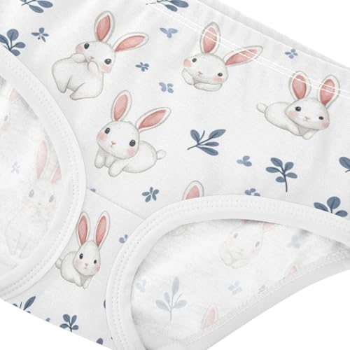 ZZKKO White Rabbit Leaves Girls Underwear Toddler Panties for Girls Comfort Brief Size 2T-8Y3