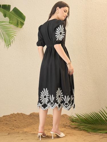 Image of JULEE Women's Rayon Embroidered Dress Butta Dress-BAC