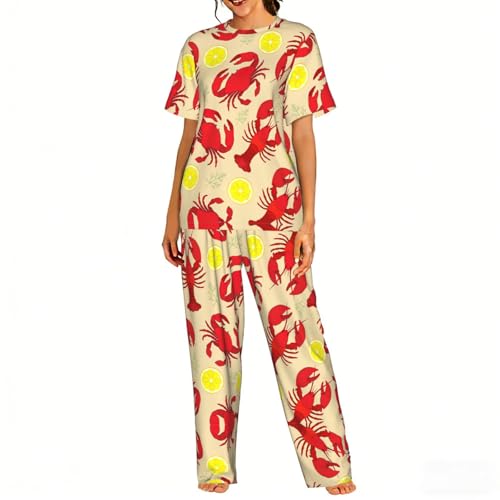 Ensemble de pyjama doux imprimé homard vêtement de nuit léger