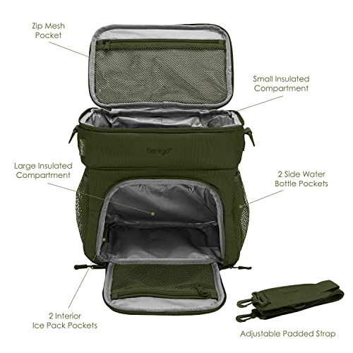 Bentgo® Prep Deluxe Multimeal Bag - Premium Insulation Up To 8 Hrs With Water-Resistant Exterior & Interior, Extra Large Lunch Bag Holds 4 Meals & Snacks - Great For All Day Meal Prep (Olive Green) #TOP4