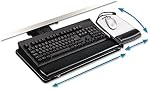 3M Knob Adjust Keyboard Tray, Tool-Free Installation, Height and Tilt Adjustable Ergonomic Keyboard and Mouse Platform, 17" Track (AKT65LE) [OB]