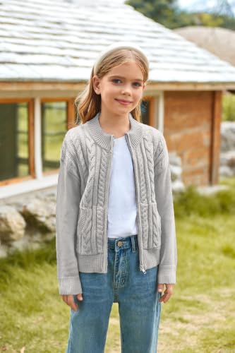 Image of GRACE KARIN Girls Knit Cardigan Sweater Zip Long Sleeve Kids School Uniform Fall Jacket Size 6-14