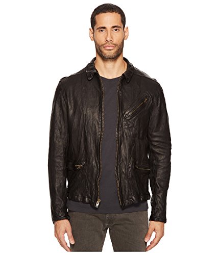 Image of Billy Reid Leather Antique Brass Zip Blake Jacket Outerwear